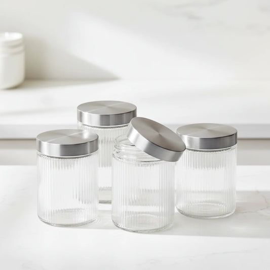 Set of 4 Storage Jars 1300ml (Glass)