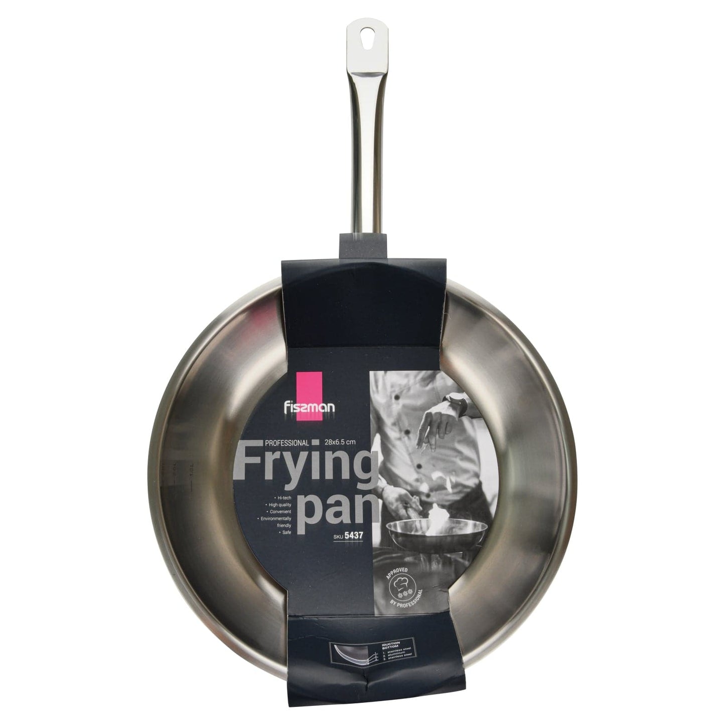 Frying Pan 28 x 6.5cm Stainless Steel - Fissman Australia