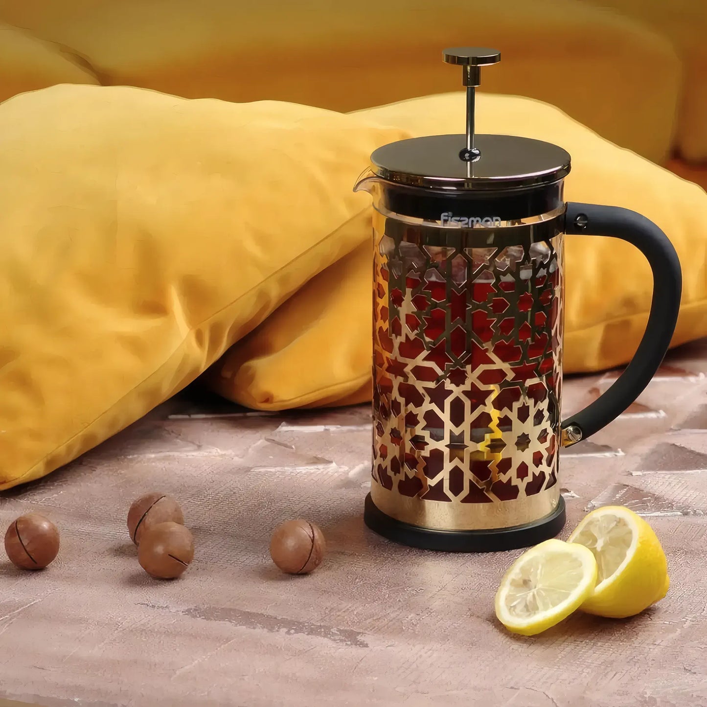 French Press Coffee Maker 600ml with Gold Electroplating