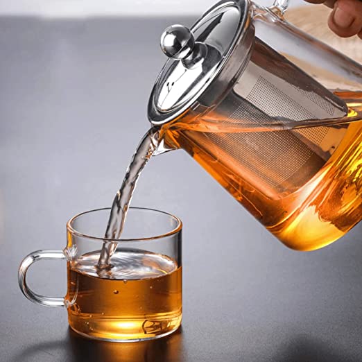 Tea Pot 1300ml With Stainless Steel Filter - Borosilicate Glass