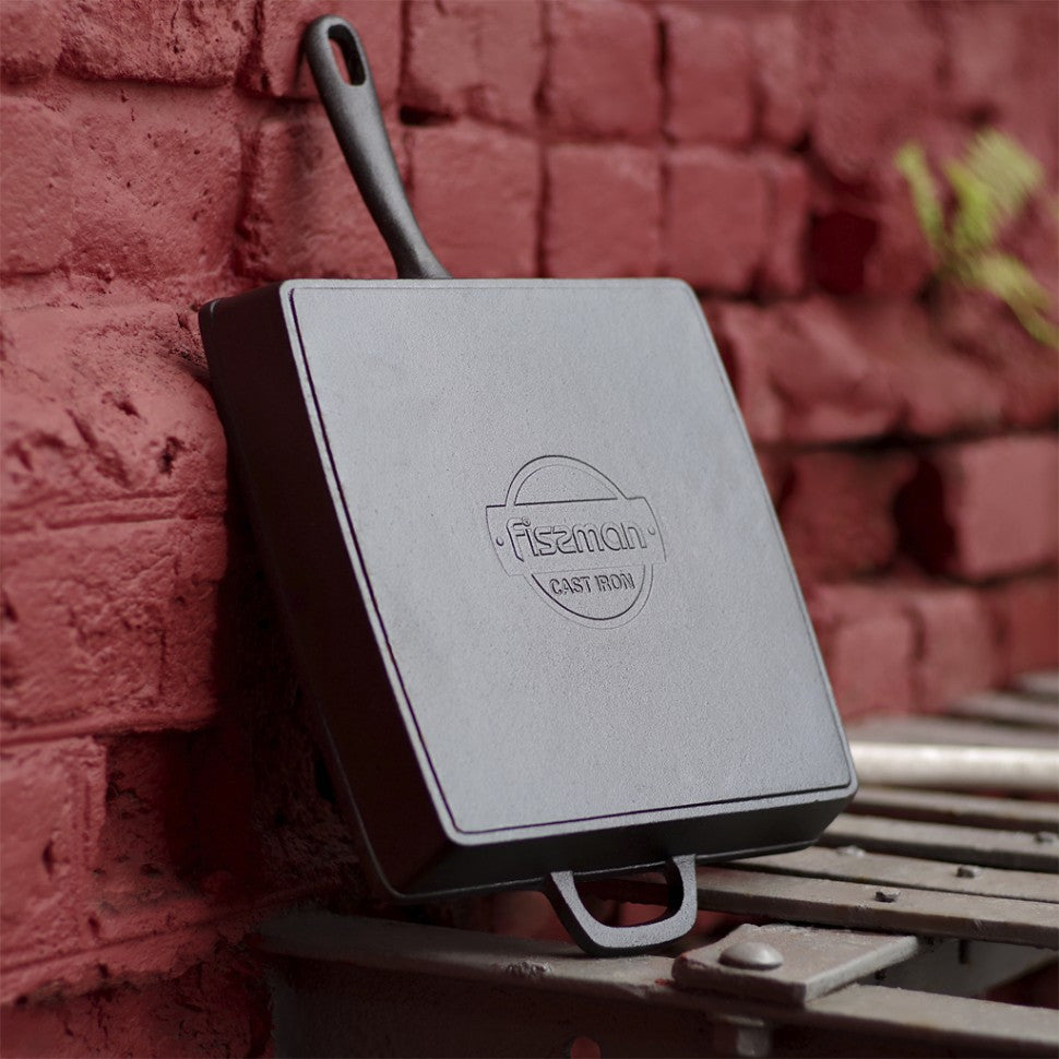 Cast Iron Square Grill Pan 26 x 4.5cm with Helper Handle