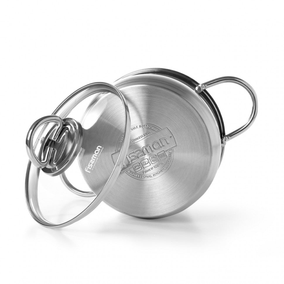 Stockpot 20 x 11.5cm  3.6 LTR with Glass Lid Stainless Steel