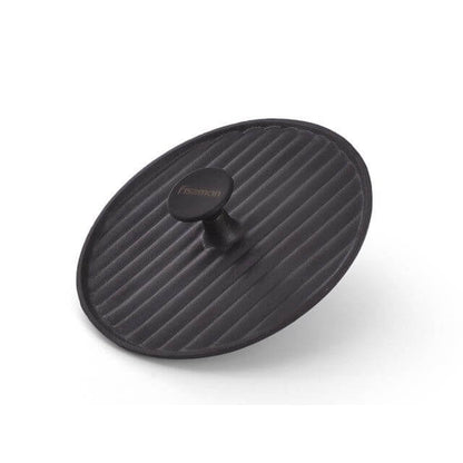Non-Stick Cast Iron Round Grill Press With Bakelite Knob Black 24cm - Fissman Australia