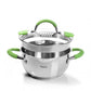 Stockpot 18x9cm with Pouring Lip and Lid Strainer Stainless Steel