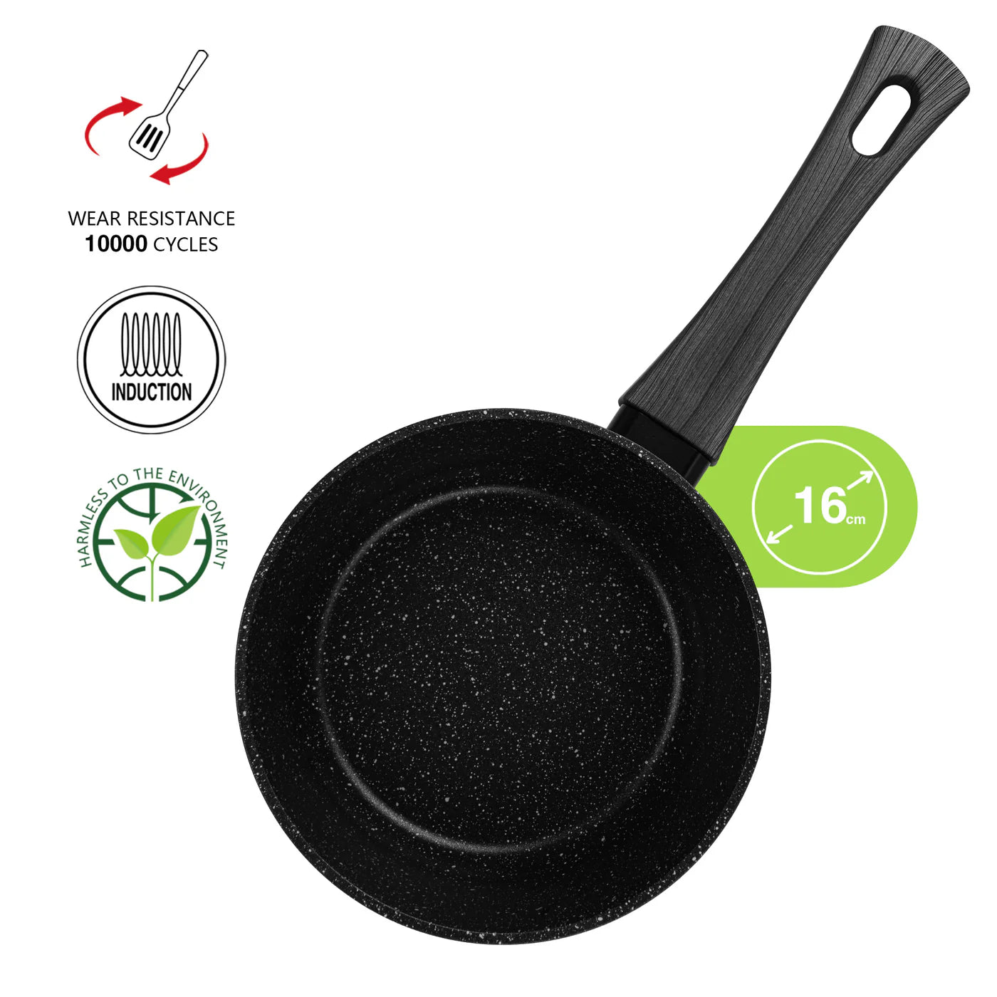 Saucepan 16x8 cm / 1.39 LTR with Glass Lid and Induction Bottom (Aluminium with Non-stick Coating) - ANGELA Series