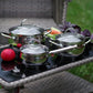 6PCS Cookware Set MARTINEZ 6pcs with Glass Lids / Mirror Outside