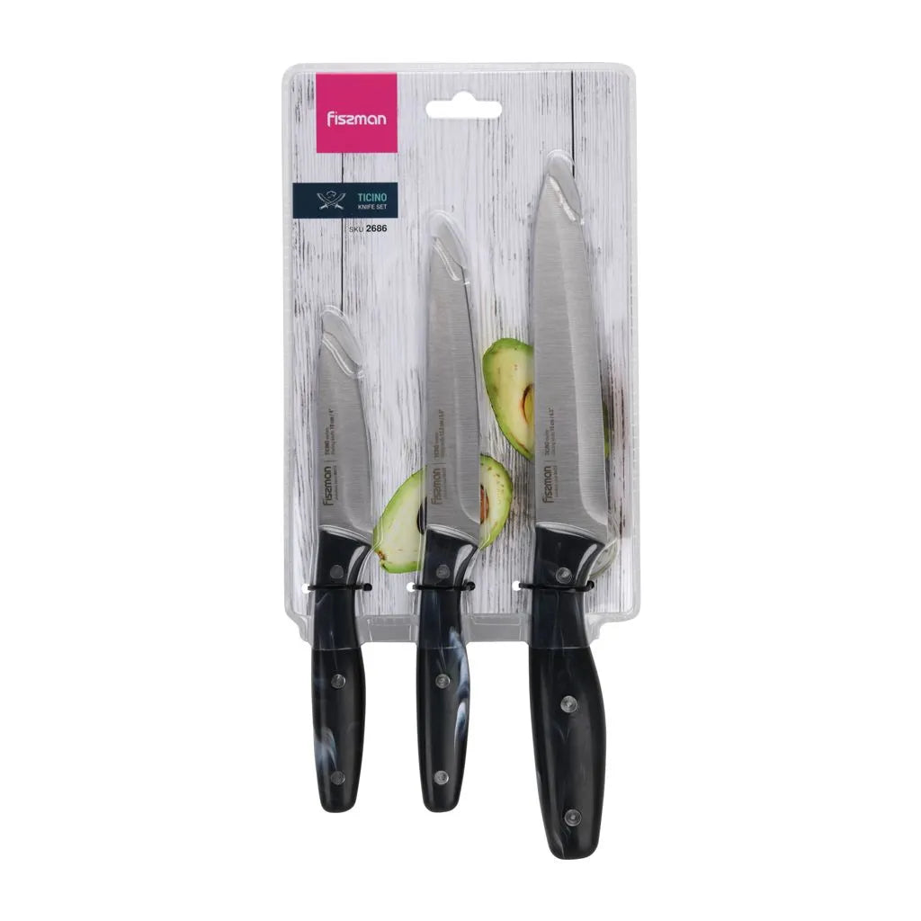 3 pc knife set TICINO 6''slicing/ 5''utility/ 3.5''paring 