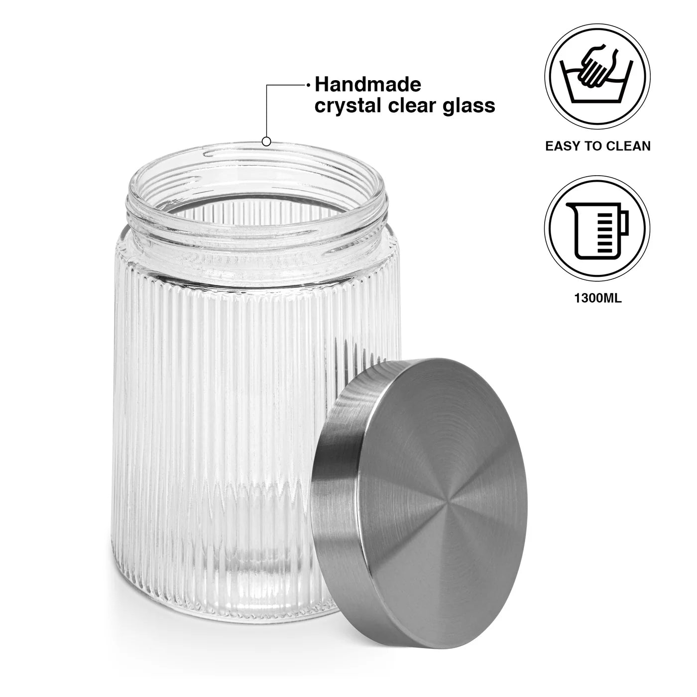 Set of 4 Storage Jars 1300ml (Glass)