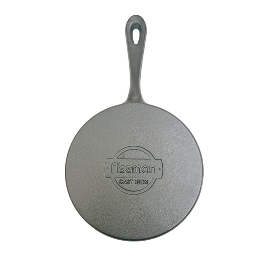 Non-Stick Cast Iron Crepe Pan 22cm Long Handle - Durable, Easy-Clean