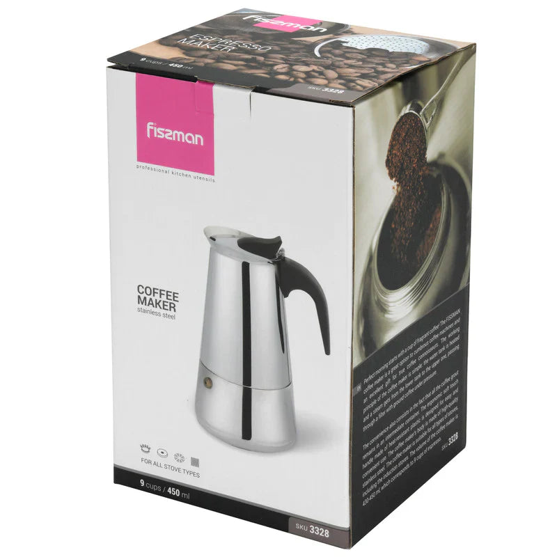 Coffee Maker 450ml for 9 Cups Stainles Steel