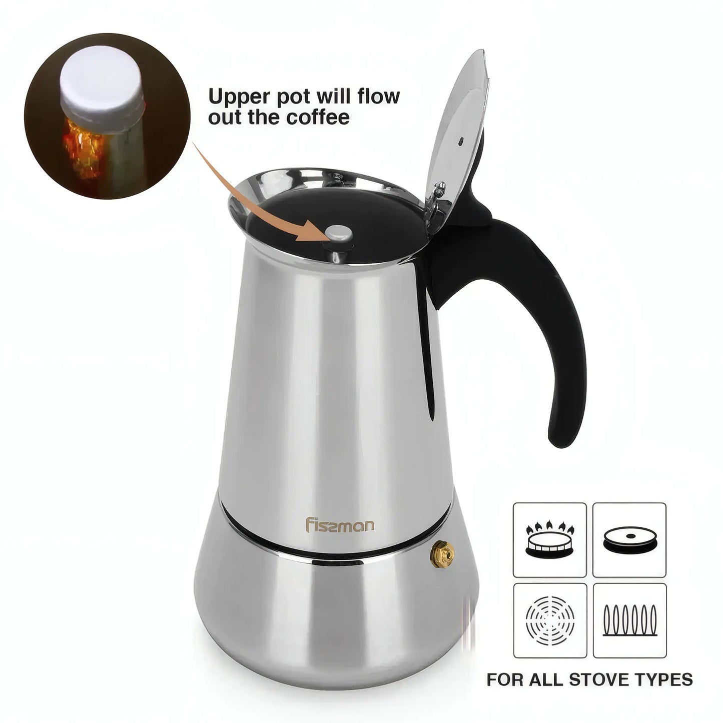 Coffee Maker 300ml For 6 cups - Stainless Steel