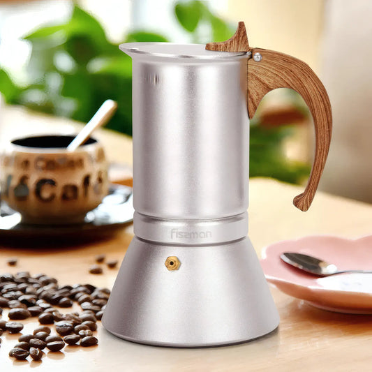 Coffee Maker 300ml For 6 Cups Pressed Aluminium Wooden Handle And Knob
