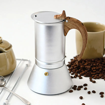 Coffee Maker 300ml For 6 Cups Pressed Aluminium Wooden Handle And Knob