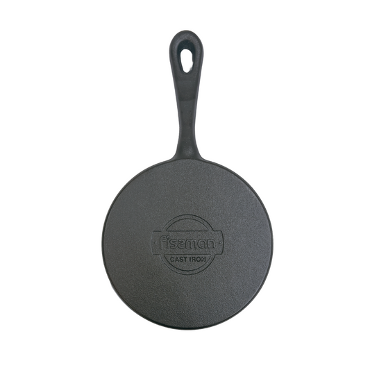 Non-Stick Cast Iron Crepe Pan 20cm Long Handle - Durable, Easy-Clean