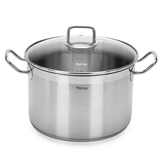 Stockpot 26 x 17cm 9.0 LTR with Glass Lid Stainless Steel