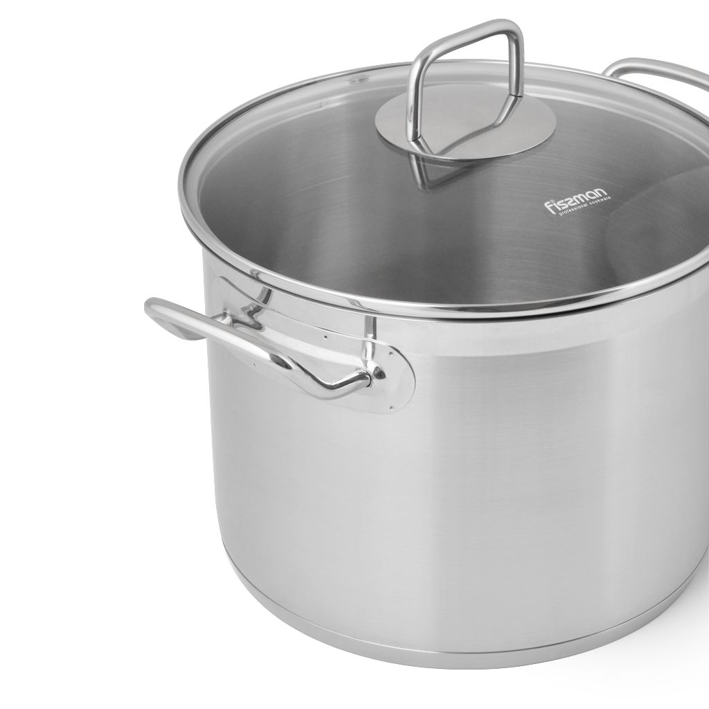 Stockpot 26 x 17cm 9.0 LTR with Glass Lid Stainless Steel