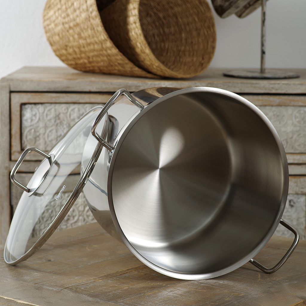 Stockpot 26 x 17cm 9.0 LTR with Glass Lid Stainless Steel