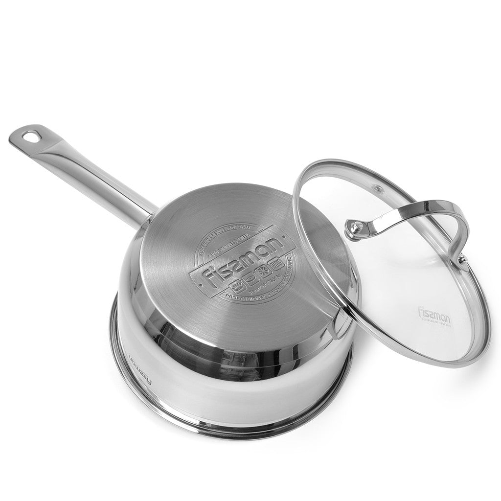 Saucepan LUMINOSA with Glass Lid 16 x 7.5 cm 1.5 LTR stainless steel