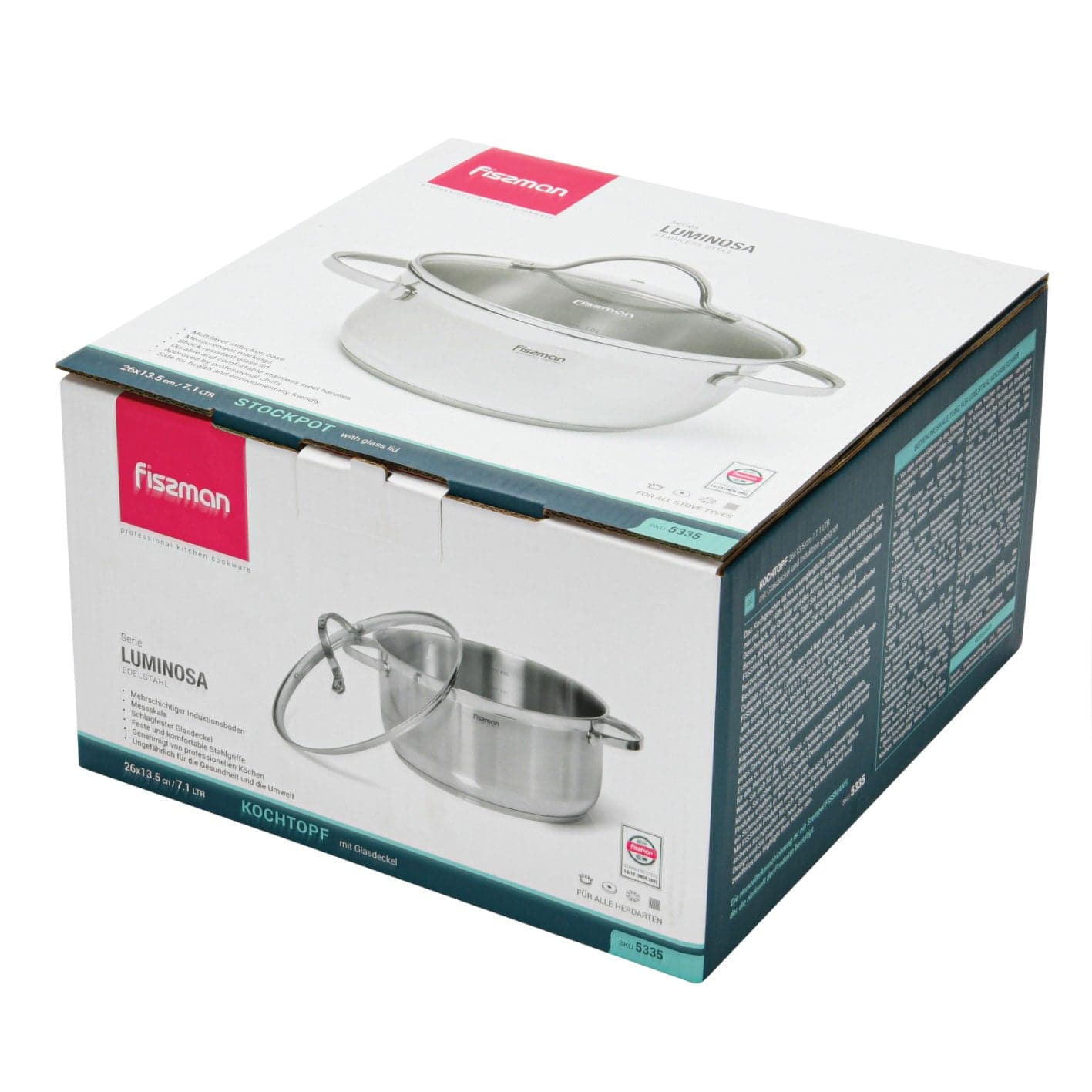 Stockpot 26 x 13.5 cm 7.1 LTR with Glass Lid Stainless Steel