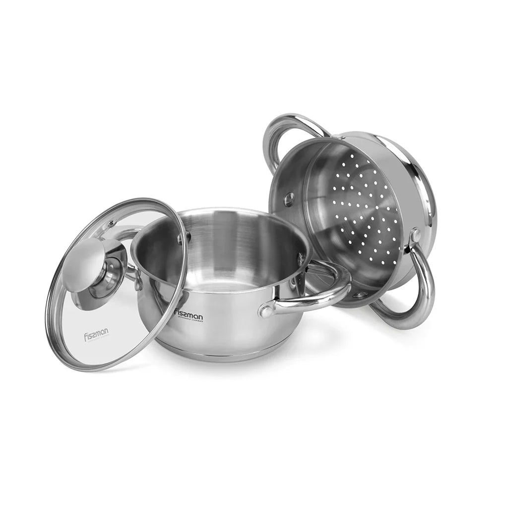 Mini Cooking Pot GULLIVER 14x7cm / 1.1 LTR with Steamer Inser 14x6.5cm