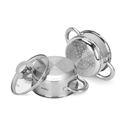 Mini Cooking Pot GULLIVER 14x7cm / 1.1 LTR with Steamer Inser 14x6.5cm