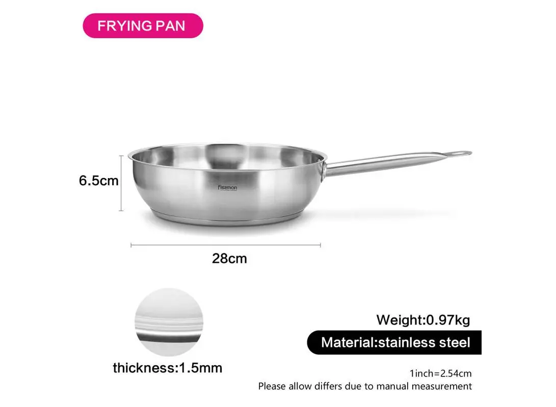 Frying Pan 28 x 6.5cm Stainless Steel