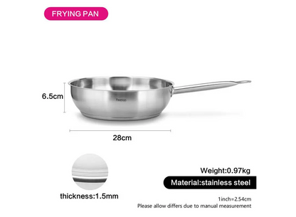 Frying Pan 28 x 6.5cm Stainless Steel - Fissman Australia