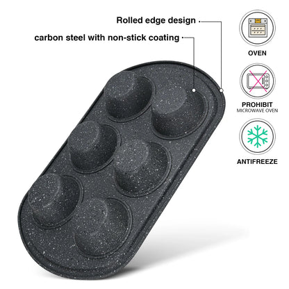 6 Cup Muffin Pan 32x20x3.5cm (Carbon Steel with Non-stick Coating)