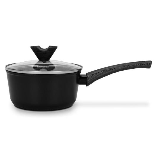 Saucepan 16x8 cm / 1.39 LTR with Glass Lid and Induction Bottom (Aluminium with Non-stick Coating) - ANGELA Series
