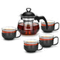 Tea pot 700ml with 4 cups 150ml glass