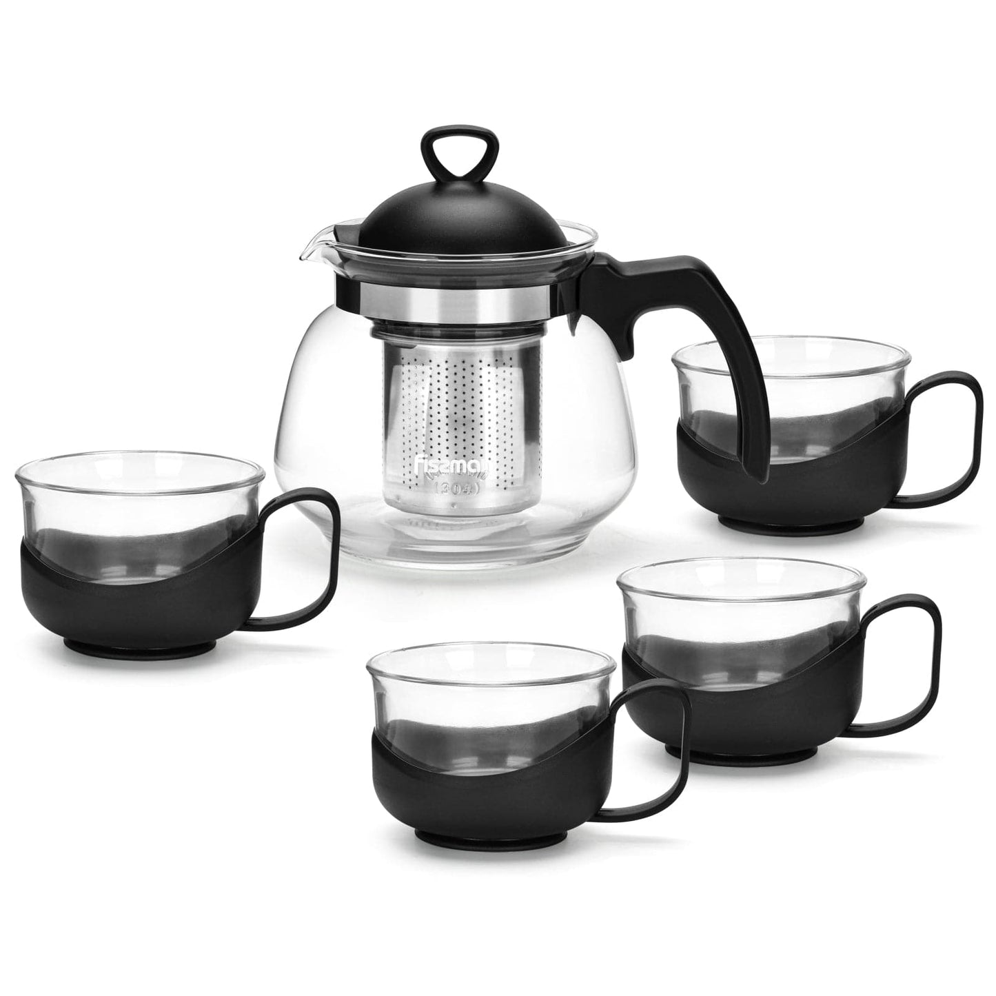 Tea pot 700ml with 4 cups 150ml glass