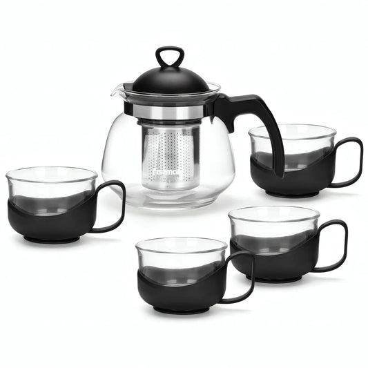 Teapot 700ml with 4 Cups 150ml Glass