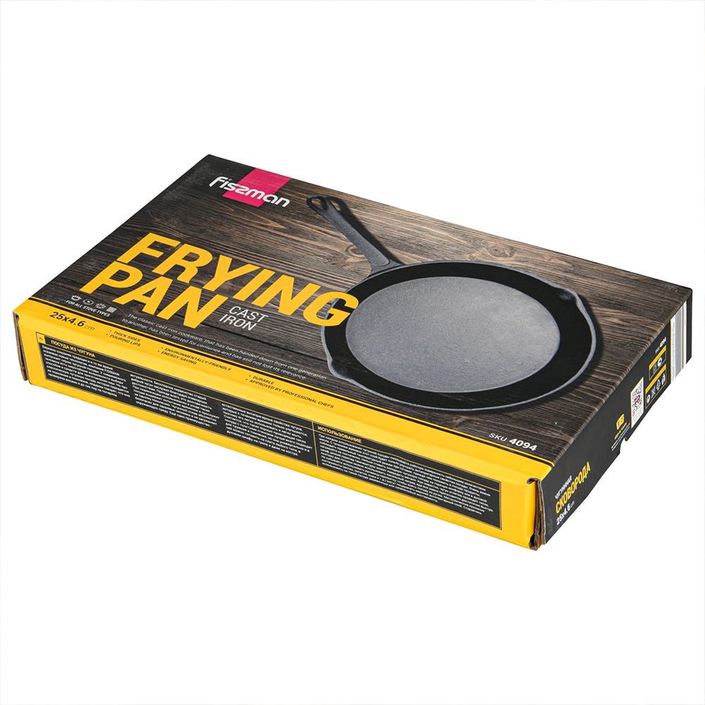 Cast Iron Non-Stick Frying Pan 25 x 4.6cm with Handle