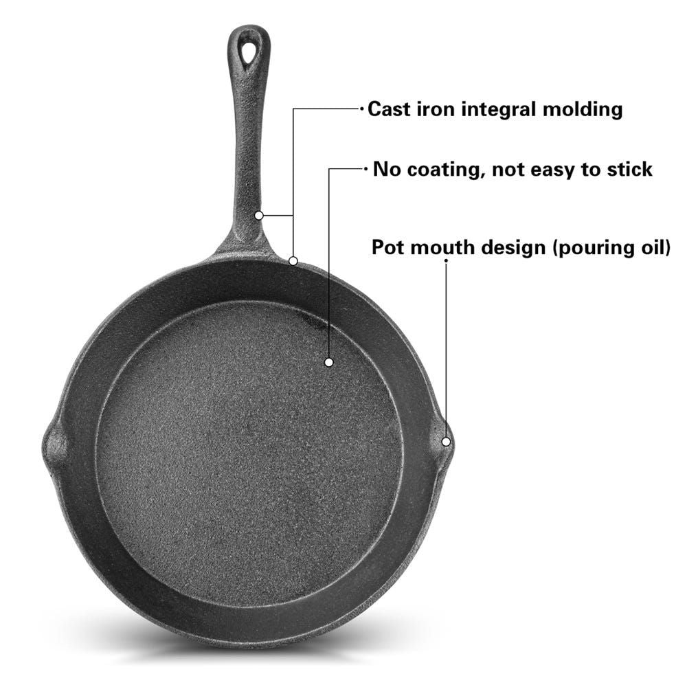 Cast Iron Non-Stick Frying Pan 25 x 4.6cm with Handle