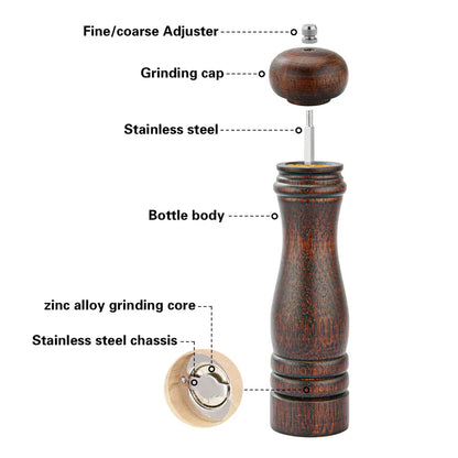 Pepper mill 41 x 7cm wooden body with zinc alloy grinder