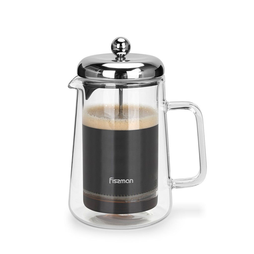 Double Wall French Press Coffee Maker 600ml - Borosilicate Glass