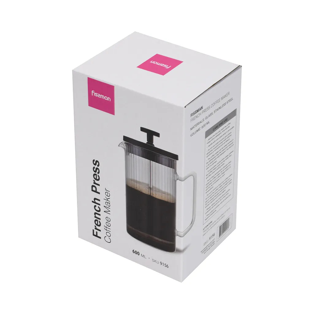 French Press Coffee Maker 600ml (Borosilicate Glass)