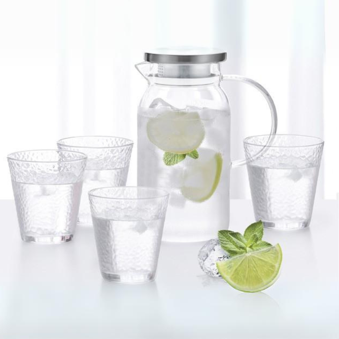 Jug 1400ml With Four Glasses Drinking Set Borosilicate Glass