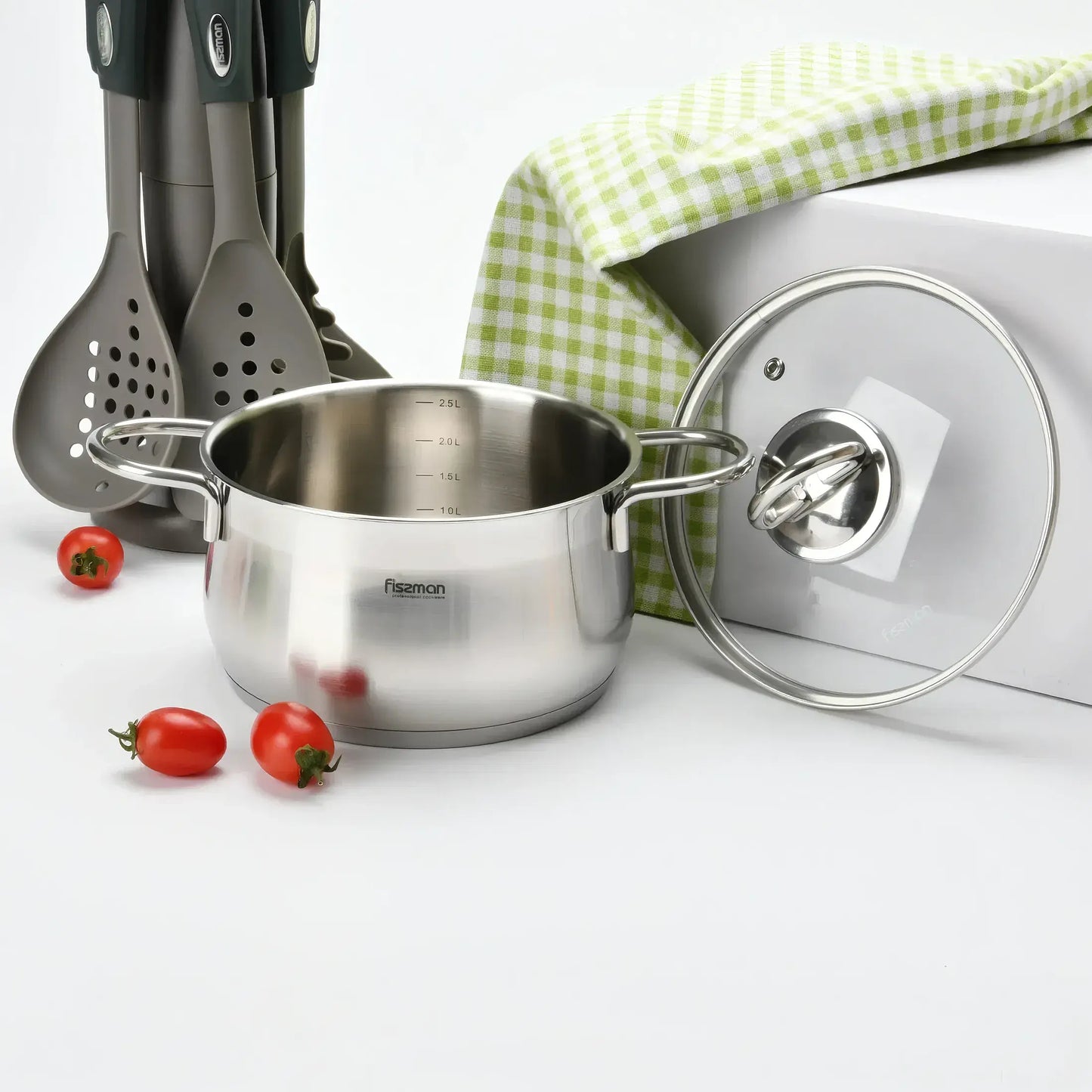 Casserole Cookware Set - 6 pcs with Glass Lids (Stainless Steel) - FLORY Series