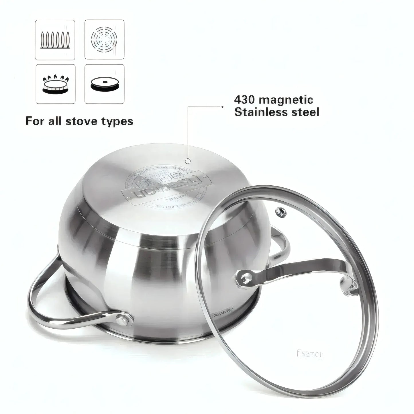 Stockpot with Glass Lid Stainless Steel 1.8 LTR - MARTINEZ Series