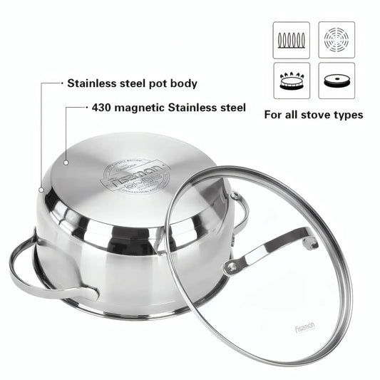 Stockpot with Glass Lid Stainless Steel 7.1 LTR - LUMINOSA Series