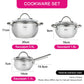 6PCS Cookware Set MARTINEZ 6pcs with Glass Lids / Mirror Outside