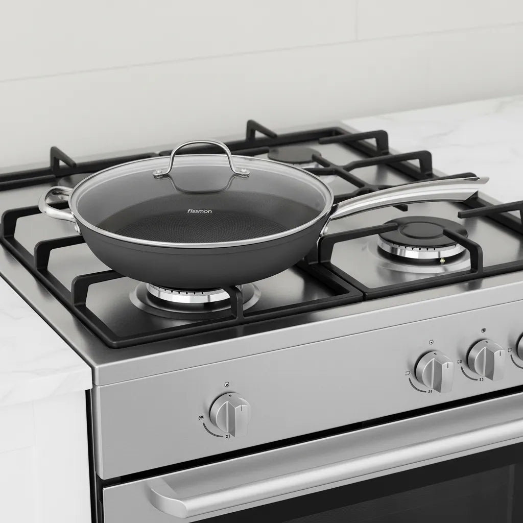 Iron Die Cast Frying Pan with Glass Lid 30 x 8cm