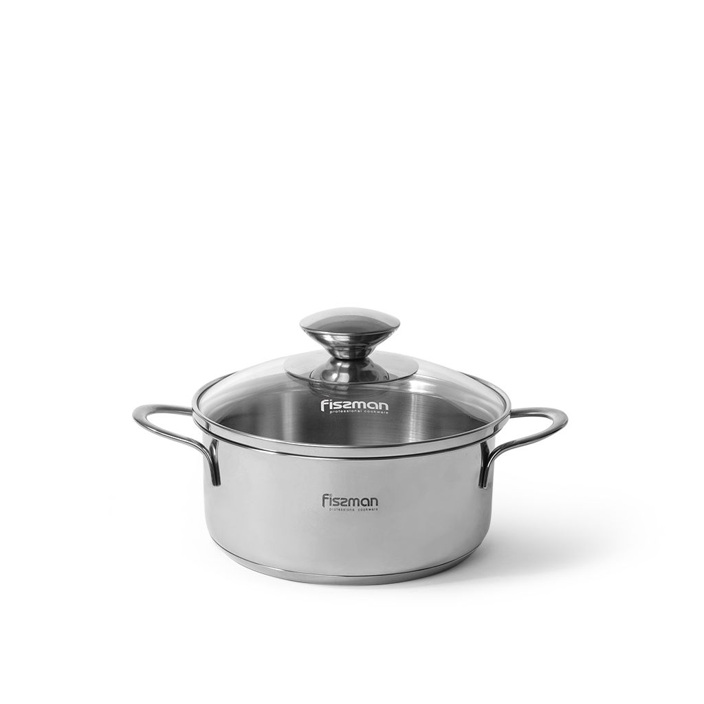 Saucepot BAMBINO 14 x 6cm 0.9 LTR with Glass Lid Stainless Steel