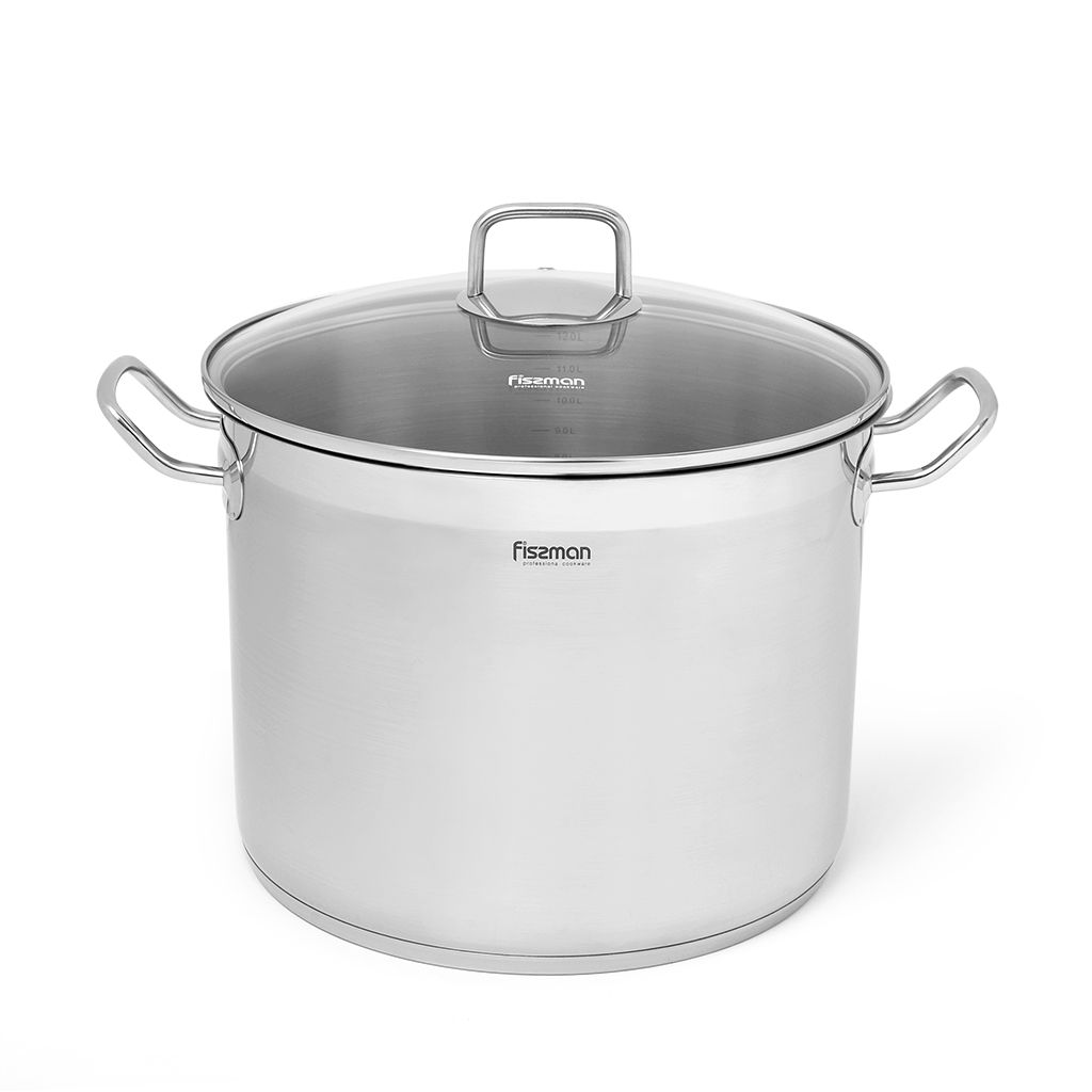 Stockpot  30cm x 215cm 15.2 LTR with Glass Lid Stainless Steel