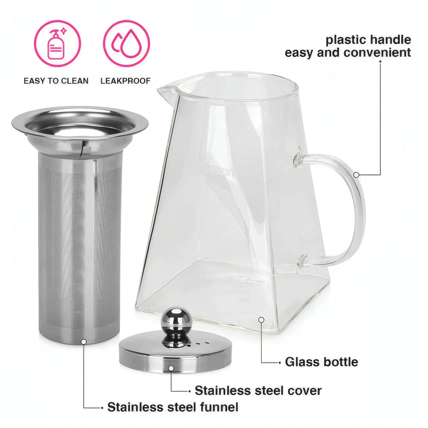 Teapot 950ml With Stainless Steel Filter - 6481 - Borosilicate Glass