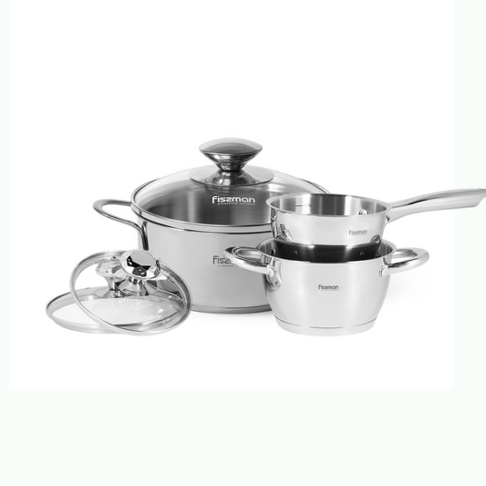 Cookware Set 6pcs Stainless Steel Bundle - Glass Lids - FALCON Series