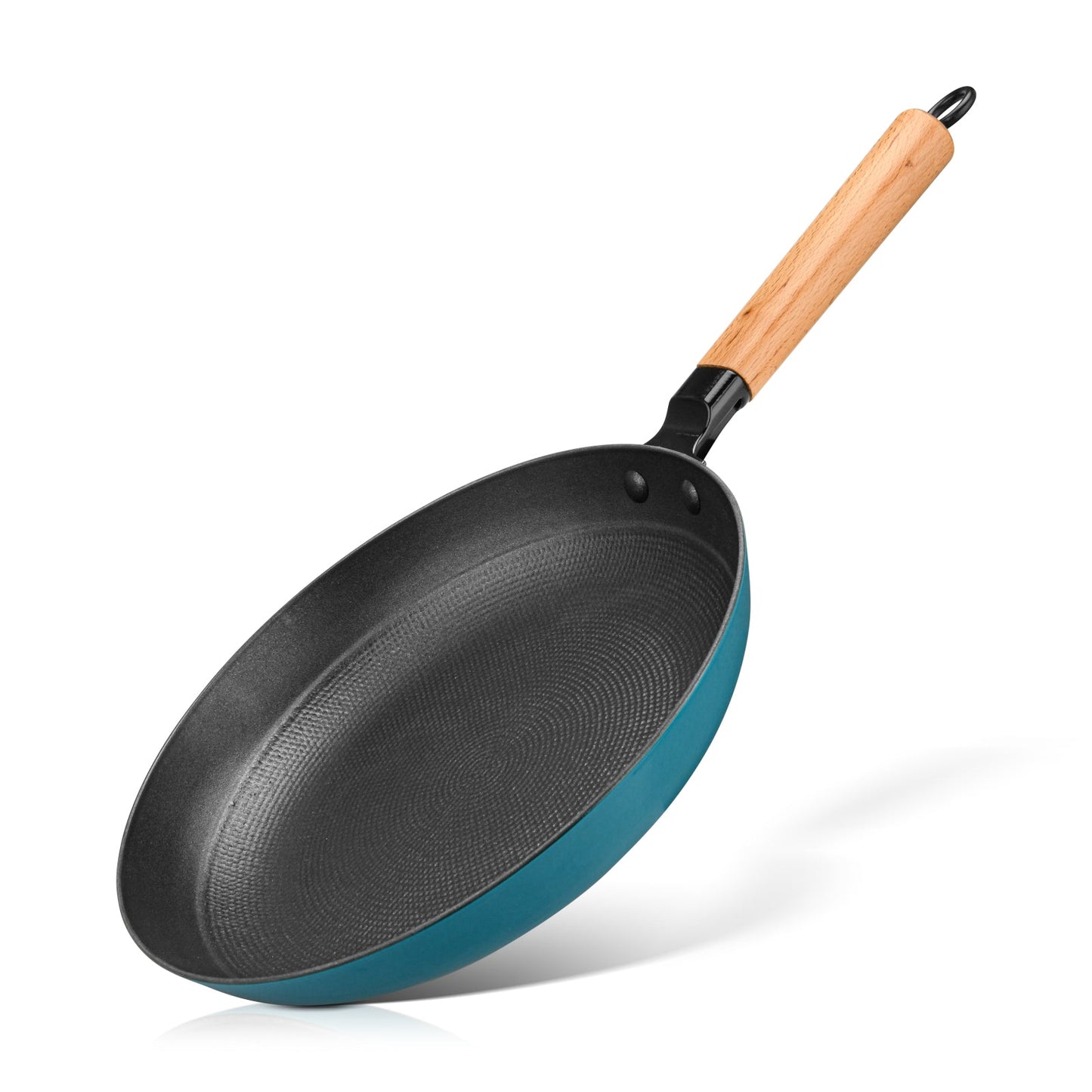 FISSMAN Frying pan SEAGREEN 28 x 5.5 cm with wooden handle + Bonus 2 Free Orange Silicone Heat Resistant Mats