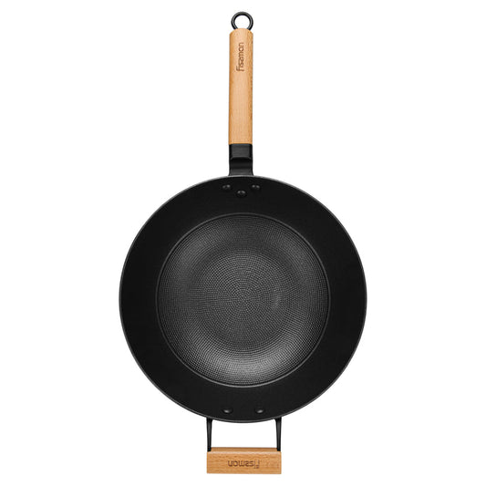 Wok pan SEAGREEN 30x8.4 cm / 4 LTR cm with glass lid (enamelled lightweight cast iron with non-stick coating)