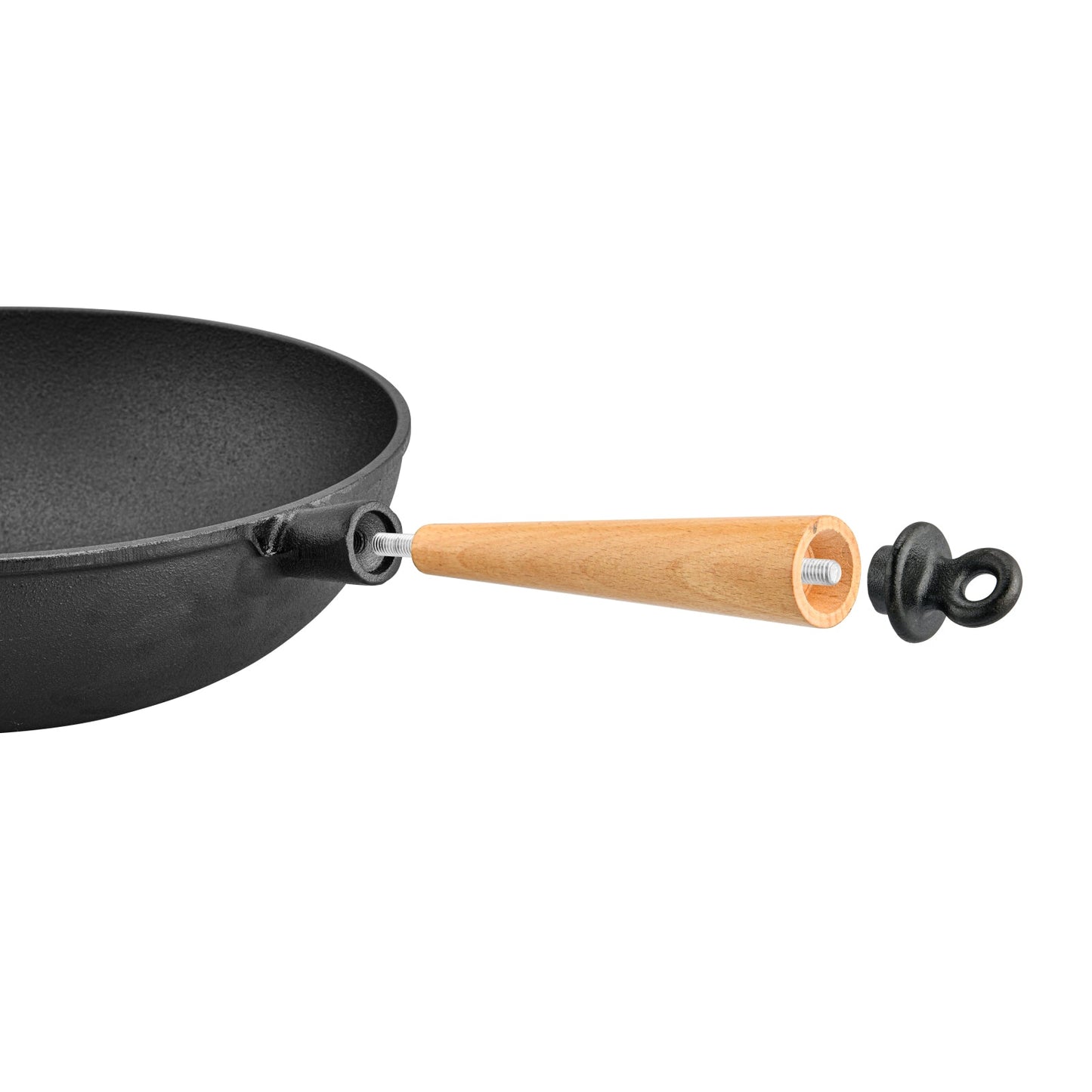 FISSMAN 4140 Wok 29 x 8.5 cm / 4 LTR with wooden handle - Cast iron